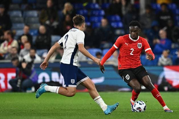 LUTON, ENGLAND - SEPTEMBER 09: Samson Baidoo of Austria during the U21, U 21 International Friendly, Länderspiel, Nationalmannschaft match between England and Austria at Kenilworth Road on September 09, 2024 in Luton, England. Photo Sebastian Frej England v Austria - U21 International Friendly Copyright: xSebastianxFrejx