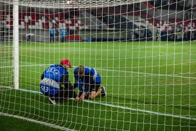 Israel v Italy - UEFA Nations League Games Pitch maintenance takes place prior to the UEFA Nations League 2024 25 League A Group A2 match between Israel and Italy at Bozsik Arena Stadium in Budapest, Hungary, on September 9, 2024. Budapest Hungary  Copyright: xGiacomoxCosuax originalFilename:cosua-notitle240909_npm1J.jpg