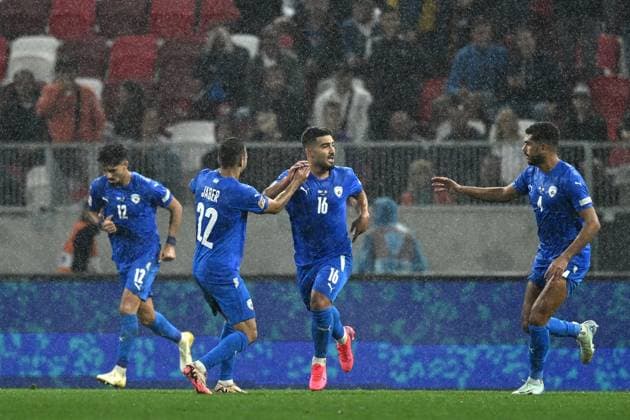 Db Budapest (Ungheria) 09 09 2024 - Nations League Israele-Italia foto Daniele Buffa Image nella foto: esultanza gol Mohammad Abu Fani 