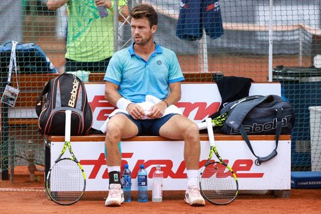 SZCZECIN, 10.09.2024 TURNIEJ TENISA ZIEMNEGO ATP, Tennis Herren CHALLENGER INVEST IN SZCZECIN OPEN 2024 NZ MAXIME CHAZAL FOT. KRZYSZTOF CICHOMSKI NEWSPIX.PL --- Newspix.pl POLAND OUT!  240910KCI015