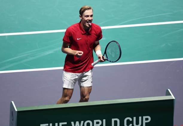 Denis Shapovalov of Canada celebrates Davis Cup Group Stage Finals 2024, Day One, AO Arena, Manchester, UK - 10 Sep 2024  Copyright: xEllaxLing Shutterstockx 14707252ab
