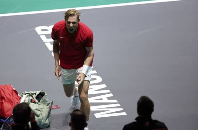 Denis Shapovalov of Canada celebrates Davis Cup Group Stage Finals 2024, Day One, AO Arena, Manchester, UK - 10 Sep 2024  Copyright: xEllaxLing Shutterstockx 14707252y