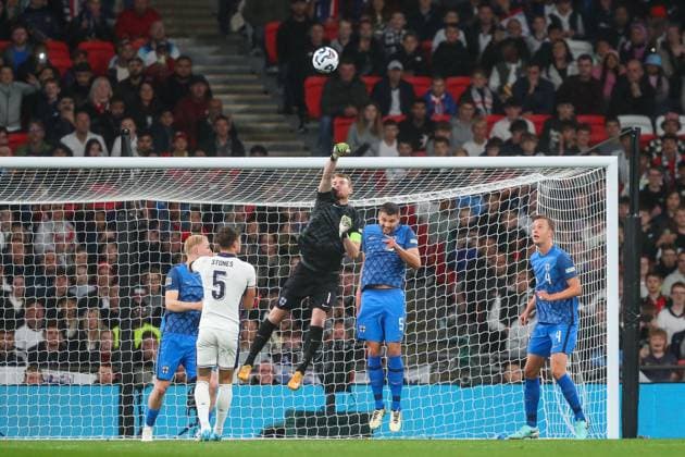 UEFA Nations League - League B - Group 2 England v Finland Lukas Hradecky of Finland punches the ball clear during the UEFA Nations League - League B - Group 2 England v Finland at Wembley Stadium, London, United Kingdom, 10th September 2024 (Photo by Gareth Evans News Images) Copyright: xGarethxEvans NewsxImagesx