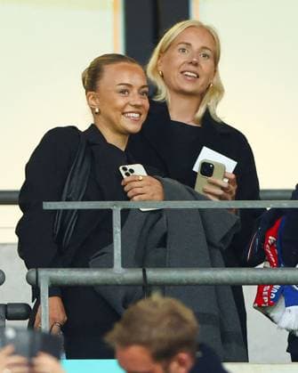 Olga Ahtinen of Tottenham Hotspur Women (L) and Eveliina Summanen of Tottenham Hotspur Women (R) watch from the stands England v Finland, UEFA Nations League, League B, Group 2, Football, Wembley Stadium, London, UK, 10 Sep 2024 EDITORIAL USE ONLY No use with unauthorised audio, video, data, fixture lists, club league logos or live services. Online in-match use limited to 120 images, no video emulation. No use in betting, games or single club league player publications.  Copyright: xKieranxMcManus Shutterstockx 14706825bf