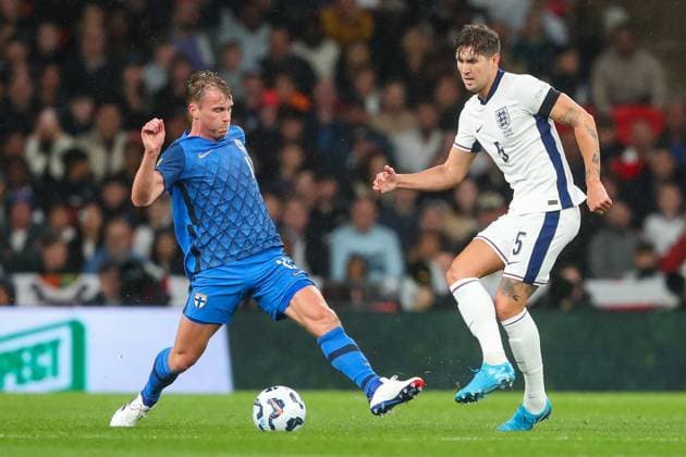 UEFA Nations League - League B - Group 2 England v Finland John Stones of England passes the ball during the UEFA Nations League - League B - Group 2 England v Finland at Wembley Stadium, London, United Kingdom, 10th September 2024 (Photo by Gareth Evans News Images) Copyright: xGarethxEvans NewsxImagesx