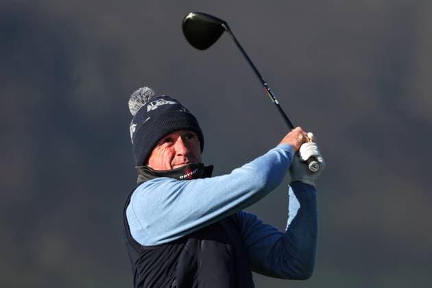 2024 Amgen Irish Open - Pro Am, Royal County Down, Newcastle, Northern Ireland 11 9 2024 AP McCoy tees off on the 3rd AP McCoy tees off on the 3rd 11 9 2024  Copyright: x INPHO BenxBradyx BB4_9700