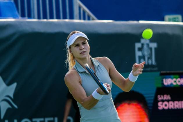 September 11, 2024, Monastir, Monastir Governorate, Tunisia: Monastir, Tunisia. 10 September 2024. Jana Fett of Croatia plays against Sara Sorribes Tormo of Spain at the Jasmin Open in Monastir, Tunisia. The women s professional tennis tournament is taking place at the Magic Hotel Skanes in Monastir between 9 and 15 September 2024 Monastir Tunisia - ZUMAd99_ 0761492173st Copyright: xHasanxMradx