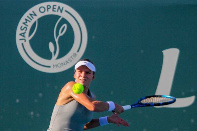 September 11, 2024, Monastir, Monastir Governorate, Tunisia: Monastir, Tunisia. 10 September 2024. Jana Fett of Croatia plays against Sara Sorribes Tormo of Spain at the Jasmin Open in Monastir, Tunisia. The women s professional tennis tournament is taking place at the Magic Hotel Skanes in Monastir between 9 and 15 September 2024 Monastir Tunisia - ZUMAd99_ 0761498264st Copyright: xHasanxMradx