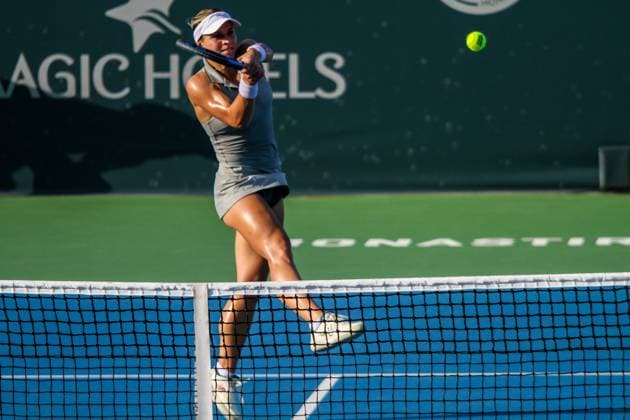 September 11, 2024, Monastir, Monastir Governorate, Tunisia: Monastir, Tunisia. 10 September 2024. Jana Fett of Croatia plays against Sara Sorribes Tormo of Spain at the Jasmin Open in Monastir, Tunisia. The women s professional tennis tournament is taking place at the Magic Hotel Skanes in Monastir between 9 and 15 September 2024 Monastir Tunisia - ZUMAd99_ 0761499084st Copyright: xHasanxMradx