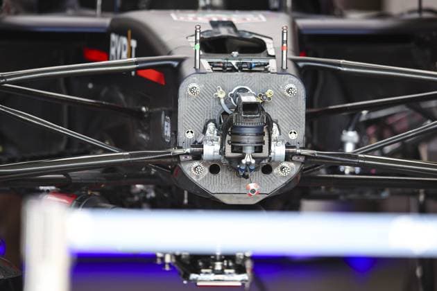 Red Bull Racing RB20, mechanical detail front suspension during the Formula 1 Azerbaijan Grand Prix 2024, 17th round of the 2024 Formula One World Championship, WM, Weltmeisterschaft from September 13 to 15, 2024 on the Baku City Circuit, in Baku, Azerbaijan - F1 - AZERBAIJAN GRAND PRIX 2024 DPPI Panoramic  240912_R17_AZERBAIJAN_DP_EA019608