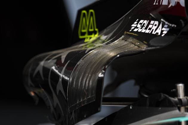 Mercedes AMG F1 Team W15, mechanical detail engine cover during the Formula 1 Azerbaijan Grand Prix 2024, 17th round of the 2024 Formula One World Championship, WM, Weltmeisterschaft from September 13 to 15, 2024 on the Baku City Circuit, in Baku, Azerbaijan - F1 - AZERBAIJAN GRAND PRIX 2024 DPPI Panoramic  240912_R17_AZERBAIJAN_DP_EA019610