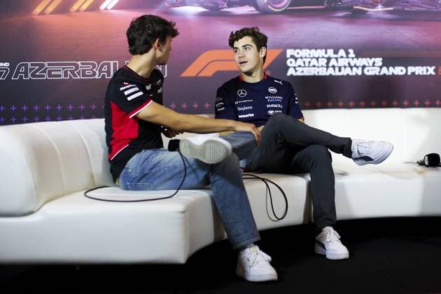 BEARMAN Ollie, Haas F1 Team VF-24 Ferrari, portrait and COLAPINTO Franco (arg), Williams Racing FW46, portraitpress conference during the Formula 1 Azerbaijan Grand Prix 2024, 17th round of the 2024 Formula One World Championship, WM, Weltmeisterschaft from September 13 to 15, 2024 on the Baku City Circuit, in Baku, Azerbaijan - F1 - AZERBAIJAN GRAND PRIX 2024 DPPI Panoramic  240912_R17_AZERBAIJAN_DP_EA019752