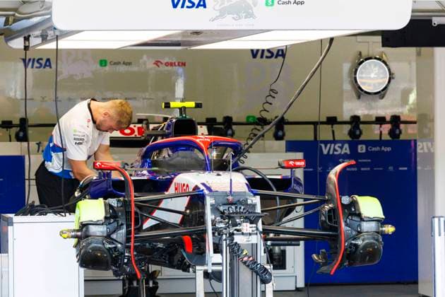 12th September 2024; Baku City Circuit, Baku, Azerbaijan; Formula 1 Azerbaijan Grand Prix 2024; Team and Driver arrivals day; Number 22 Visa Cash App RB driver Yuki Tsunoda& x2019;s car car is assembled in their garage  ActionPlus12691540 StephenxBlackberry
