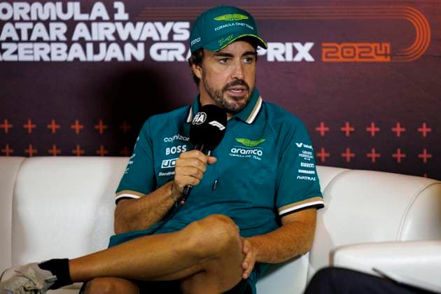 12th September 2024; Baku City Circuit, Baku, Azerbaijan; Formula 1 Azerbaijan Grand Prix 2024; Team and Driver arrivals day; Number 14 Aston Martin Aramco driver Fernando Alonso during the press conference, PK, Pressekonferenz  ActionPlus12691559 StephenxBlackberry