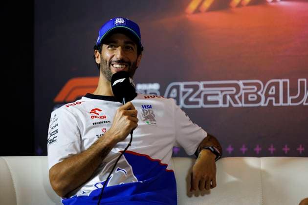 12th September 2024; Baku City Circuit, Baku, Azerbaijan; Formula 1 Azerbaijan Grand Prix 2024; Team and Driver arrivals day; Number 3 Visa Cash App RB driver Daniel Ricciardo during the press conference, PK, Pressekonferenz  ActionPlus12691565 StephenxBlackberry