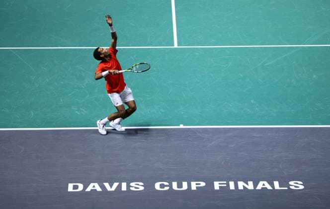 Felix Auger Aliassime of Canada in action Davis Cup Group Stage Finals 2024, Day Three, AO Arena, Manchester, UK - 12 Sep 2024  Copyright: xEllaxLing Shutterstockx 14713339y
