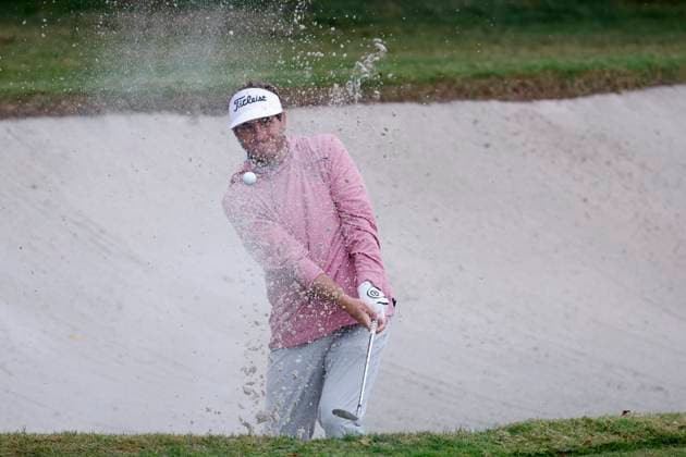 FRANKLIN, TN - SEPTEMBER 12: Taylor Dickson splashes a ball out of the bunker on No. 16 during the first round of the Simmons Bank Open, September 12, 2024, at Vanderbilt Legends Club in Franklin, Tennessee. (Photo by Matthew Maxey Icon Sportswire) GOLF: SEP 12 Korn Ferry Tour - Simmons Bank Open EDITORIAL USE ONLY Icon240912047
