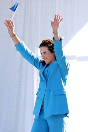 GAINESVILLE, VA - SEPTEMBER 12: Team Europe golfer Albane Valenzuela walks in during introductions of the Opening Ceremony for the 2024 Solheim Cup on September 12th, 2024, at the Robert Trent Jones Golf Club in Gainesville, Virginia. (Photo by Brian Spurlock Icon Sportswire) GOLF: SEP 12 Solheim Cup Opening Ceremony EDITORIAL USE ONLY Icon24091220