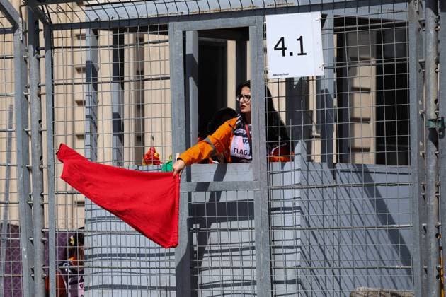 Red flag, drapeau during the Formula 1 Azerbaijan Grand Prix 2024, 17th round of the 2024 Formula One World Championship, WM, Weltmeisterschaft from September 13 to 15, 2024 on the Baku City Circuit, in Baku, Azerbaijan - F1 - AZERBAIJAN GRAND PRIX 2024 DPPI Panoramic  240913_R17_AZERBAIJAN_DP_FG0O1985