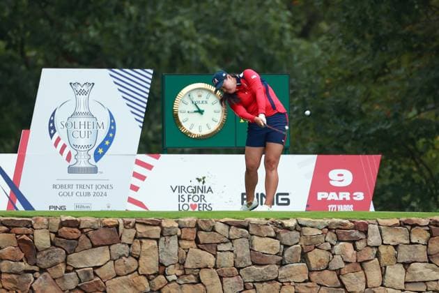 Solheim Cup GAINESVILLE, VIRGINIA - SEPTEMBER 13: Allisen Corpuz of the United States hits from the 9th tee during Day One of the Solheim Cup at Robert Trent Jones Golf Club on Friday, September 13, 2024 in Gainesville, Virginia. Gainesville Virginia United States  Copyright: xAmyxLemusx originalFilename:lemus-solheimc240913_npRZn.jpg