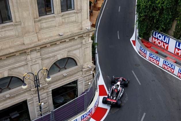13th September 2024; Baku City Circuit, Baku, Azerbaijan; Formula 1 Azerbaijan Grand Prix 2024; Free Practice Day; Number 50 MoneyGram Haas fill in driver Oliver Bearman during practice 1 at the Azerbaijan Formula 1  ActionPlus12691703 StephenxBlackberry