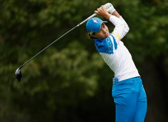 Sept 13, 2024: Carlota Ciganda of team Europe drives the ball during the Solheim Cup on the Robert Trent Jones golf course in Gainesville, Virginia. CSM Gainesville United States of America - ZUMAc04_ 20240913_zma_c04_031 Copyright: xJustinxCooperx