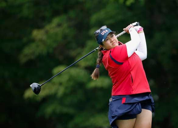 Sept 13, 2024: Lilia Vu of team USA drives the ball during the Solheim Cup on the Robert Trent Jones golf course in Gainesville, Virginia. CSM Gainesville United States of America - ZUMAc04_ 20240913_zma_c04_038 Copyright: xJustinxCooperx