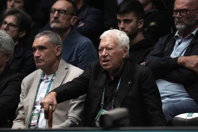 Nicola Pietrangeli looks on during 2024 Davis Cup Finals Group A match between Flavio Cobolli (Italy) and Zizou Bergs (Belgium) at the Unipol Arena, Bologna, Italy - September 13, 2024. - Tennis.  Copyright: xMassimoxPaolone LaPressex