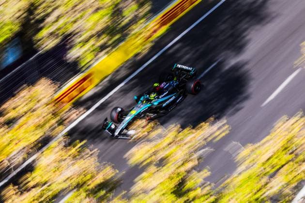 Baku City Circuit, Baku, Azerbaijan. 13.September.2024; Lewis Hamilton of Great Britain and Mercedes-AMG PETRONAS F1 Team during Formula One Azerbaijan Grand Prix  (266420600)
