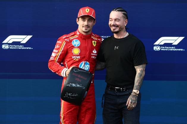 F1 Grand Prix Of Azerbaijan 2024 Qualifying Charles Leclerc of Ferrari and J Baldwin after qualifying ahead of the Formula 1 Grand Prix of Azerbaijan at Baku City Circuit in Baku, Azerbaijan on September 14, 2024. Baku Azerbaijan  Copyright: xJakubxPorzyckix originalFilename:porzycki-f1grandp240914_npJFB.jpg