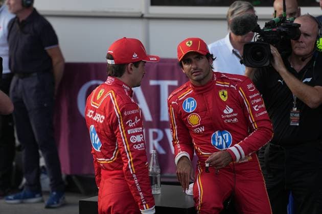 14 09 2024, Baku City Circuit , Baku, FORMULA 1 QATAR AIRWAYS AZERBAIJAN GRAND PRIX 2024 ,in the picture pole position for Charles Leclerc MCO , Scuderia Ferrari HP, 3rd starting position for Carlos Sainz Jr ESP , Scuderia Ferrari HP Defodi 506 20240914 hbr 4407 Defodi-506