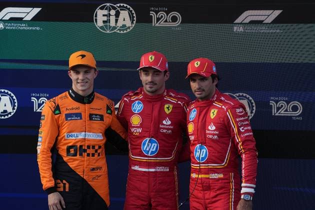 14 09 2024, Baku City Circuit , Baku, FORMULA 1 QATAR AIRWAYS AZERBAIJAN GRAND PRIX 2024 ,in the picture pole position for Charles Leclerc MCO , Scuderia Ferrari HP, 2 starting position for Oscar Piastri AUS , McLaren F1 Team, 3 starting position for Carlos Sainz Jr ESP , Scuderia Ferrari HP Defodi 506 20240914 hbr 4667 Defodi-506