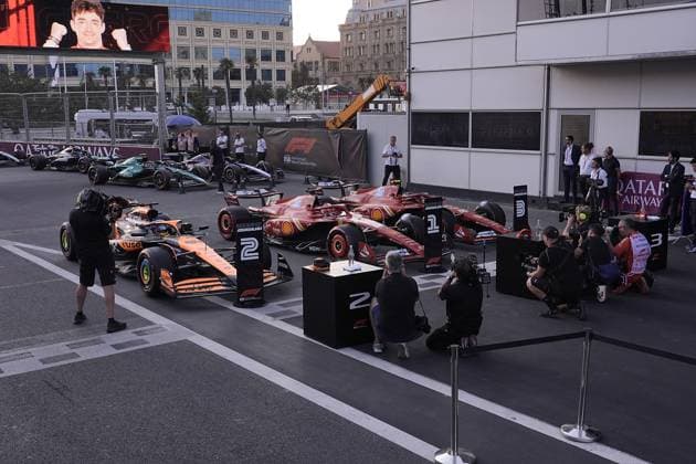 14 09 2024, Baku City Circuit , Baku, FORMULA 1 QATAR AIRWAYS AZERBAIJAN GRAND PRIX 2024 ,in the picture pole position for Charles Leclerc MCO , Scuderia Ferrari HP, 2 starting position for Oscar Piastri AUS , McLaren F1 Team, 3 starting position for Carlos Sainz Jr ESP , Scuderia Ferrari HP Defodi 506 20240914 hbr 6908 Defodi-506