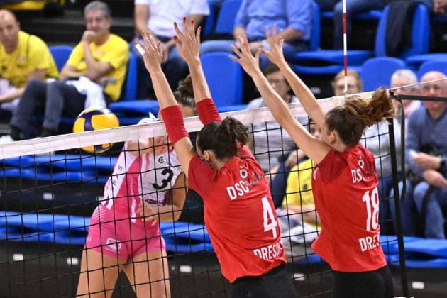 Actions of the game and players images during the match between IDresdner Sportclub 1898 (GER) vs Volleyball Club OTP Banka Branik (SLO) at Dresdner Sportclub 1898 (GER) vs Volleyball Club OTP Banka Branik (SLO) Zoppas Arena Conegliano 14 September 2024, in the 2Ã‚Â° Trofeo Citta di Conegliano during 2Ã‚Â° Torneo Citta di Conegliano - Dresdner Sportclub vs Volleyball Club OTP, Events in Conegliano, Italy, September 14 2024  Copyright: xDuilioxDellaxLibera IPAxSportx x xx IPA_49672293 IPA_Agency_IPA49672293