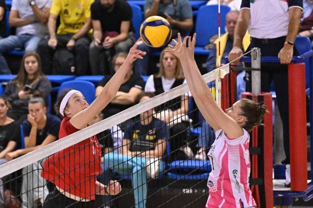 Actions of the game and players images during the match between IDresdner Sportclub 1898 (GER) vs Volleyball Club OTP Banka Branik (SLO) at Dresdner Sportclub 1898 (GER) vs Volleyball Club OTP Banka Branik (SLO) Zoppas Arena Conegliano 14 September 2024, in the 2Ã‚Â° Trofeo Citta di Conegliano during 2Ã‚Â° Torneo Citta di Conegliano - Dresdner Sportclub vs Volleyball Club OTP, Events in Conegliano, Italy, September 14 2024  Copyright: xDuilioxDellaxLibera IPAxSportx x xx IPA_49672318 IPA_Agency_IPA49672318