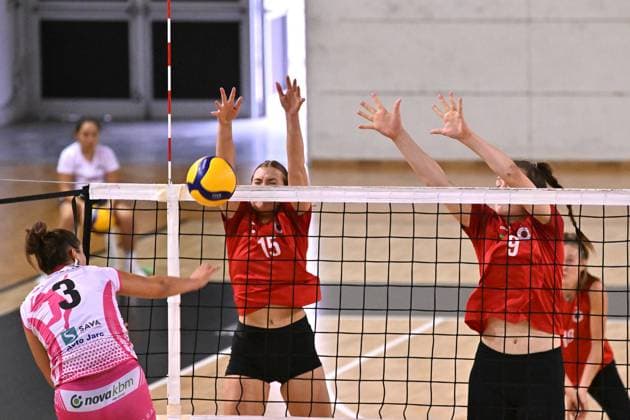 Actions of the game and players images during the match between IDresdner Sportclub 1898 (GER) vs Volleyball Club OTP Banka Branik (SLO) at Dresdner Sportclub 1898 (GER) vs Volleyball Club OTP Banka Branik (SLO) Zoppas Arena Conegliano 14 September 2024, in the 2Ã‚Â° Trofeo Citta di Conegliano during 2Ã‚Â° Torneo Citta di Conegliano - Dresdner Sportclub vs Volleyball Club OTP, Events in Conegliano, Italy, September 14 2024  Copyright: xDuilioxDellaxLibera IPAxSportx x xx IPA_49672370 IPA_Agency_IPA49672370
