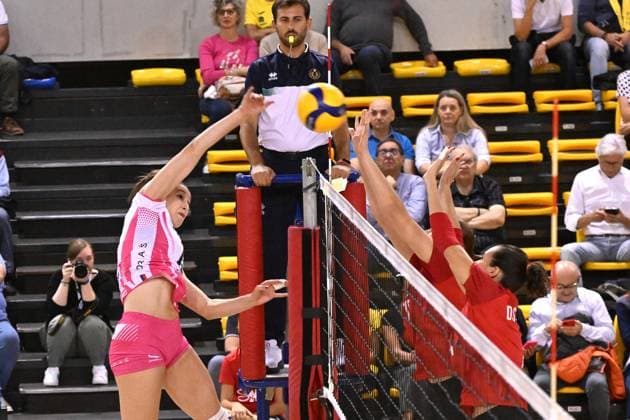 Actions of the game and players images during the match between IDresdner Sportclub 1898 (GER) vs Volleyball Club OTP Banka Branik (SLO) at Dresdner Sportclub 1898 (GER) vs Volleyball Club OTP Banka Branik (SLO) Zoppas Arena Conegliano 14 September 2024, in the 2Ã‚Â° Trofeo Citta di Conegliano during 2Ã‚Â° Torneo Citta di Conegliano - Dresdner Sportclub vs Volleyball Club OTP, Events in Conegliano, Italy, September 14 2024  Copyright: xDuilioxDellaxLibera IPAxSportx x xx IPA_49672383 IPA_Agency_IPA49672383