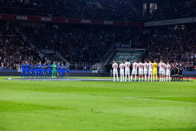 Soccer 2 Bundesliga 5 Matchday 1 FC Köln 1 FC Magdeburg on 14 09 2024 at RheinEnergieStadion in Cologne Mourning minute for Christoph Daum before the match DFB regulations prohibit any use of photographs as image sequences and or quasi video xJRx