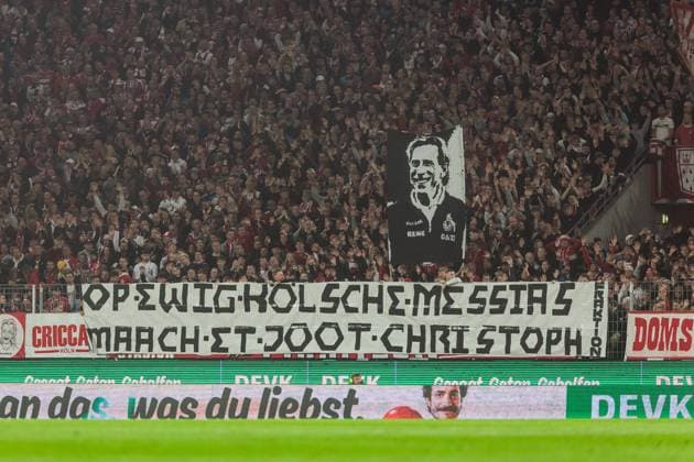 2 Fußball Bundesliga 1 FC Köln 1 FC Magdeburg 14 09 2024 Banner in the Südkurve Op ewig Kölsche Messias Maach et joot Christoph 2 Fußball Bundesliga, 1 FC Köln 1 FC Magdeburg, Köln, Rheinenergiestadion am 14 09 2024 DFL REGULATIONS PROHIBIT ANY USE OF PHOTOGRAPHS AS IMAGE SEQUENCES AND OR QUASI VIDEO Copyright: xBEAUTIFULxSPORTS Wunderlx