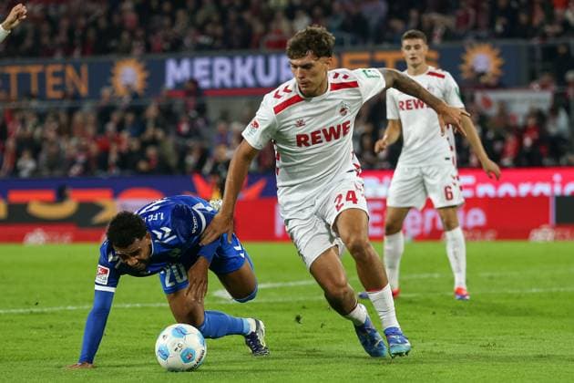 Xavier Amaechi 1 FC Magdeburg and Julian Pauli 1 FC Koeln battle for the ball during the 2 Bundesliga match between 1 FC Köln and 1 FC Magdeburg at RheinEnergieStadion on September 14, 2024 in Cologne, Germany Germany Photo by Oliver Kaelke DeFodi Images Xavier Amaechi 1 FC Magdeburg and Julian Pauli 1 FC Koeln battle for the ball during the 2 Bundesliga match between 1 FC Köln and 1 FC Magdeburg at RheinEnergieStadion on September 14, 2024 in Cologne, Germany Photo by Oliver Kaelke DeFodi Images DFB DFL REGULATIONS PROHIBIT ANY USE OF PHOTOGRAPHS AS IMAGE SEQUENCES AND OR QUASI VIDEO Defodi 678 2024 09 14 OK KOEFCM 0549 Defodi-678 DFB DFL REGULATIONS PROHIBIT ANY USE OF PHOTOGRAPHS AS IMAGE SEQUENCES AND OR QUASI-VIDEO.