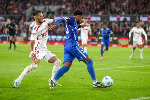 14 09 2024, 2 Fußball Bundesliga, 1 FC Köln 1 FC Magdeburg, RheinEnergieSTADION, Saison 2024 2025 Zweikampf Dejan Ljubicic 1 FC Köln 7 vs Xavier Amaechi 1 FC Magdeburg 20 DFB regulations prohibit any use of photographs as image sequences and or quasi video Nordrhein Westfalen Germany