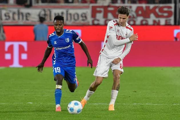 from left in duel Lubambo Musonda Magdeburg 19 Denis Huseinbasic Koeln 8 14 09 2024 Soccer 1 FC Koeln vs 1 FC Magdeburg, Rheinenergiestadion, Koeln, DFB DFL REGULATIONS PROHIBIT ANY USE OF PHOTOGRAPHS AS IMAGE SEQUENCES AND OR QUASI VIDEO NRW Germany Copyright: xpepphotox xSaschaxWeizx pep00321, pep_20240914_hm