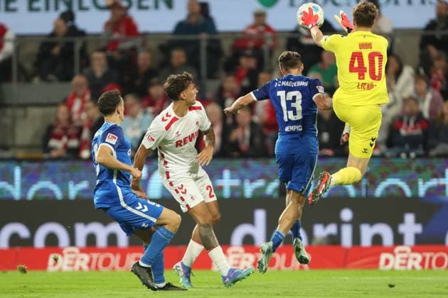 Martijn Kaars 1 FC Magdeburg , Julian Pauli 1 FC Koeln , Connor Krempicki 1 FC Magdeburg and goalkeeper Jonas Urbig 1 FC Koeln battle for the ball during the 2 Bundesliga match between 1 FC Köln and 1 FC Magdeburg at RheinEnergieStadion on September 14, 2024 in Cologne, Germany Photo by Oliver Kaelke DeFodi Images Martijn Kaars 1 FC Magdeburg , Julian Pauli 1 FC Koeln , Connor Krempicki 1 FC Magdeburg and goalkeeper Jonas Urbig 1 FC Koeln battle for the ball during the 2 Bundesliga match between 1 FC Köln and 1 FC Magdeburg at RheinEnergieStadion on September 14, 2024 in Cologne, Germany Photo by Oliver Kaelke DeFodi Images DFB DFL REGULATIONS PROHIBIT ANY USE OF PHOTOGRAPHS AS IMAGE SEQUENCES AND OR QUASI VIDEO Defodi 678 2024 09 14 OK KOEFCM 0570 Defodi-678 DFB DFL REGULATIONS PROHIBIT ANY USE OF PHOTOGRAPHS AS IMAGE SEQUENCES AND OR QUASI-VIDEO.