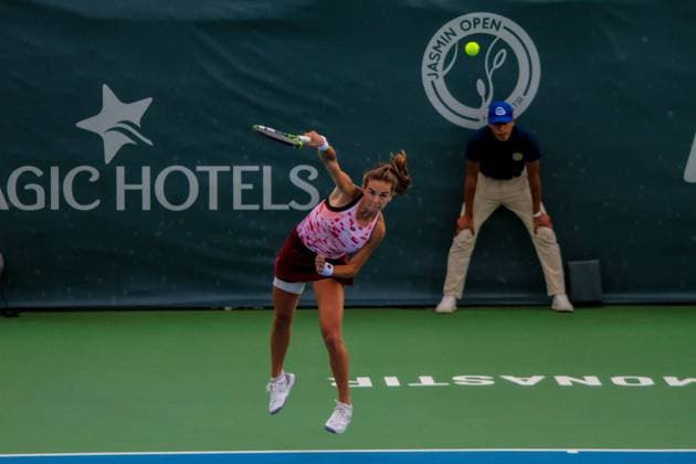 September 14, 2024, Monastir, Monastir Governorate, Tunisia: Monastir, Tunisia. 12 September 2024. Rebecca Sramkova of Slovakia plays against Lucia Bronzetti of Italy at the Jasmin Open Semi Final in Monastir, Tunisia. The women s professional tennis tournament is taking place at the Magic Hotel Skanes in Monastir between 9 and 15 September 2024 Monastir Tunisia - ZUMAd99_ 20240914_zap_d99_029 Copyright: xHasanxMradx