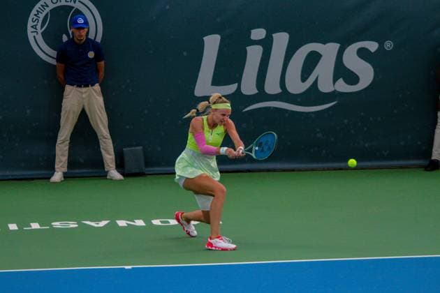 September 14, 2024, Monastir, Monastir Governorate, Tunisia: Monastir, Tunisia. 14 September 2024. Lucia Bronzetti of Italy plays against Rebecca Sramkova of Slovakia at the Jasmin Open Semi Final in Monastir, Tunisia. The women s professional tennis tournament is taking place at the Magic Hotel Skanes in Monastir between 9 and 15 September 2024 Monastir Tunisia - ZUMAd99_ 20240914_zap_d99_028 Copyright: xHasanxMradx