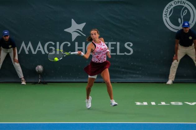 September 14, 2024, Monastir, Monastir Governorate, Tunisia: Monastir, Tunisia. 12 September 2024. Rebecca Sramkova of Slovakia plays against Lucia Bronzetti of Italy at the Jasmin Open Semi Final in Monastir, Tunisia. The women s professional tennis tournament is taking place at the Magic Hotel Skanes in Monastir between 9 and 15 September 2024 Monastir Tunisia - ZUMAd99_ 0762514364st Copyright: xHasanxMradx