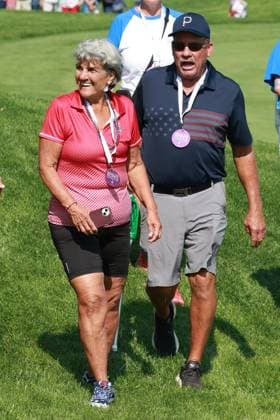 GAINESVILLE, VA - SEPTEMBER 14: The parents of Team USA golfer Lexi Thompson follow Lexi as she plays on the 16th hole during Saturday Foursomes during the 2024 Solheim Cup on September 14, 2024 at Robert Trent Jones Golf Club at Gainesville, Virginia. (Photo by Brian Spurlock Icon Sportswire) GOLF: SEP 14 Solheim Cup EDITORIAL USE ONLY Icon240914102