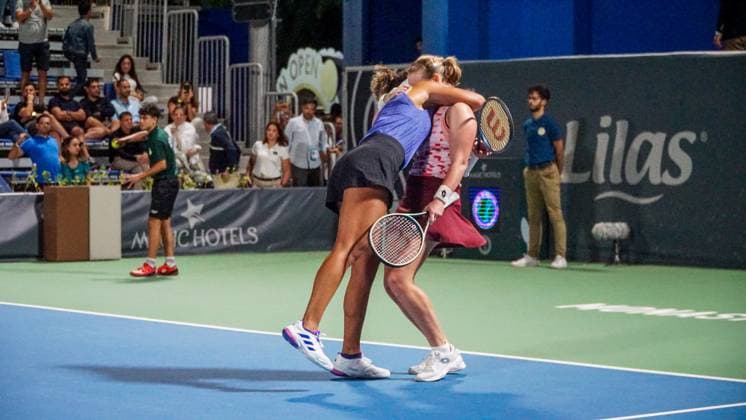 September 14, 2024, Monastir, Monastir Governorate, Tunisia: Monastir, Tunisia, 14 September 2024. Mayar Sherif of Egypt and Anna Blinkova of Russia wins against Anastasia Zakharova of Russia and Alina Korneeva of Russia in the Women s Doubles Final match of the Jasmin Open. The women s professional tennis tournament has been taking place at the Magic Hotel Skanes in Monastir between 9 and 15 September 2024 in Monastir, Tunisia Monastir Tunisia - ZUMAd99_ 0762659783st Copyright: xHasanxMradx