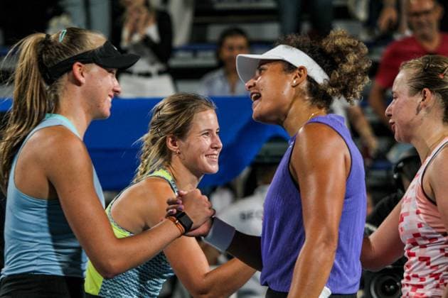 September 14, 2024, Monastir, Monastir Governorate, Tunisia: Monastir, Tunisia, 14 September 2024. Mayar Sherif of Egypt and Anna Blinkova of Russia wins against Anastasia Zakharova of Russia and Alina Korneeva of Russia in the Women s Doubles Final match of the Jasmin Open. The women s professional tennis tournament has been taking place at the Magic Hotel Skanes in Monastir between 9 and 15 September 2024 in Monastir, Tunisia Monastir Tunisia - ZUMAd99_ 0762662110st Copyright: xHasanxMradx