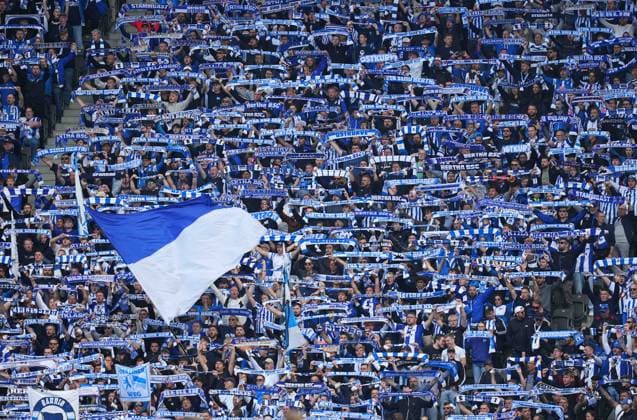 fans from Hertha Berlin, 2 Bundesliga, Hertha BSC vs Fortuna Düsseldorf, Olympiastadion on September 17, 2024 in Berlin, Germany Photo by Ulrik Pedersen DeFodi Images Hertha Berlin fans, 2 Bundesliga, Hertha BSC vs Fortuna Düsseldorf, Olympiastadion on September 17, 2024 in Berlin, Germany Photo by Ulrik Pedersen DeFodi Images DFB DFL REGULATIONS PROHIBIT ANY USE OF PHOTOGRAPHS AS IMAGE SEQUENCES AND OR QUASI VIDEO Defodi 659 0168091359 Defodi-659 DFB DFL REGULATIONS PROHIBIT ANY USE OF PHOTOGRAPHS AS IMAGE SEQUENCES AND OR QUASI-VIDEO.